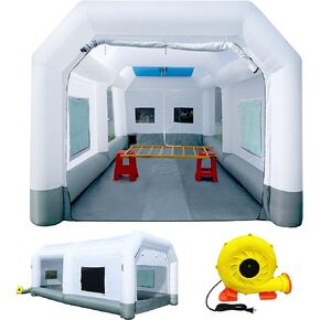 GORILLASPRO كشك الطلاء القابل للنفخ 13x10x8Ft مع منفاخ 750W كشك رش قابل للنفخ قابل للنفخ ترقية نظام فلتر الهواء صديق للبيئة، تفجير خيمة الطلاء بالرش لأجزاء السيارات