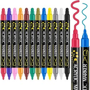Betem 24 Colors Dual Tip Acrylic Paint Pens Markers, Premium Acrylic Paint Pens for Wood, Canvas, Stone, Rock Painting, Glass, Ceramic Surfaces, DIY Crafts Making Art Supplies