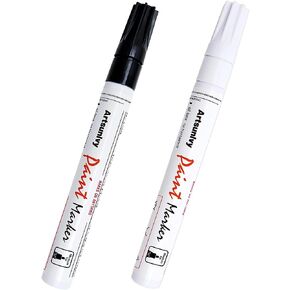 Artsunlvy White Paint Pens marking pens Permanent Markers - 2 Pack Oil Based Waterproof Markers for Tire, Rubber,Wood, Rocks, Metal, Canvas,Plastic, Dark Surface,Craft office Supplies,Medium Point in Saudi Arabia