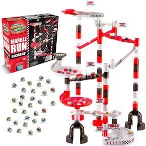 Marble Genius Marble Run Racing Set: 125-Piece Marble Run Racing Set Toys for Kids, Marbles Maze Tower Building Blocks, Marble Race Track Rolling Game, Educational Learning STEM Toy Gift, Racing