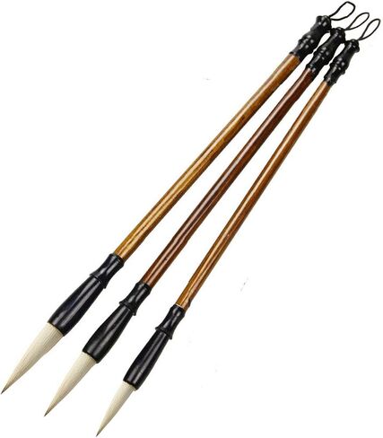 Chinese Calligraphy Brush, Writing Drawing Watercolor Ink Brushes Hubi Painting Kanji Sumi Wolf Bamboo Brushes Set for Professional Beginner (Green) in Kuwait