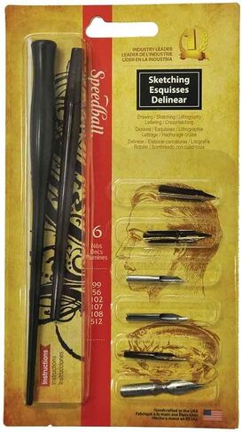 Speedball B-Series Lettering Pen Set - 1 Penholder w/ 6 Nibs in Saudi Arabia