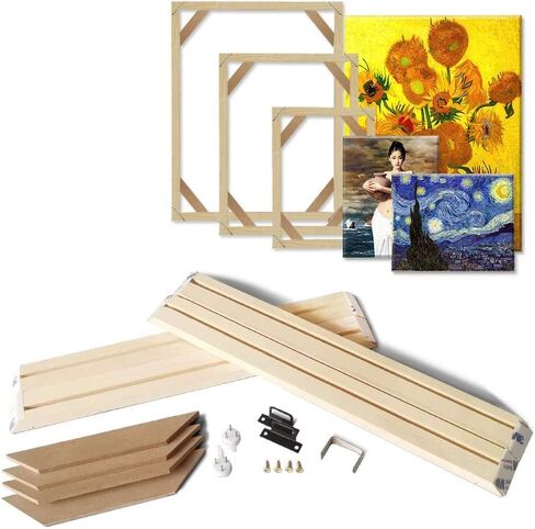 ASENART DIY طقم إطار من الخشب الصلب مقاس 8 × 10 بوصة للرسم الزيتي، إطارات فنية خشبية مخصصة للوحات القماشية، سهلة البناء، نظام تمديد قماشي، ملحقات صور مؤطرة in Saudi Arabia