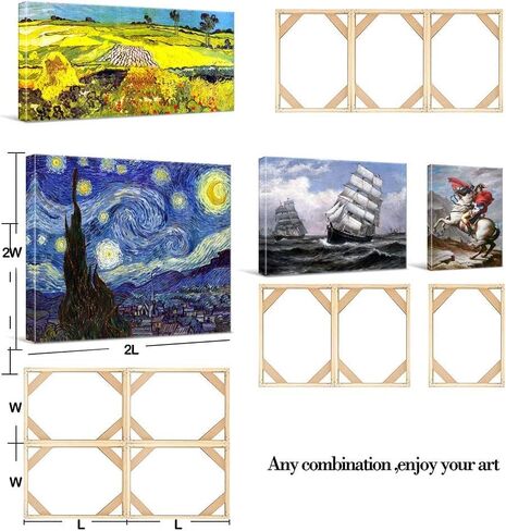ASENART DIY طقم إطار من الخشب الصلب مقاس 8 × 10 بوصة للرسم الزيتي، إطارات فنية خشبية مخصصة للوحات القماشية، سهلة البناء، نظام تمديد قماشي، ملحقات صور مؤطرة in Saudi Arabia