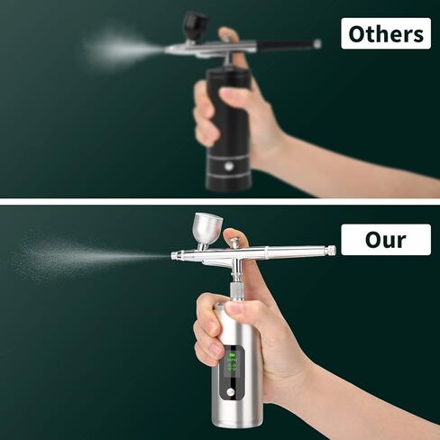 مجموعة فرشاة هوائية من ام جي جي اس يو جي مع ضاغط 36 باوند لكل انش مربع قابلة لاعادة الشحن محمولة باليد لاسلكية مع شاشة LCD لفن الاظافر والطلاء وتزيين الكيك والكوكيز والمكياج والحلاق (فضي) in Kuwait