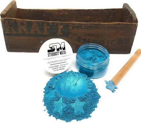 Pigment Powder Cosmetic Grade Colorant for Makeup, Soap Making, Epoxy Resin, DIY Crafting Projects, Bright True Colors Stable Mica Batch Consistency (10 Gram Jar, Ariel Blue) in Kuwait
