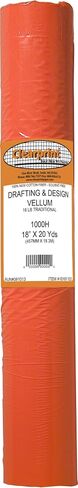 Clearprint 1000H Design Vellum Roll, 16 lb., 100% Cotton, 24 Inches W x 20 Yards Long, Translucent White, 1 Each (10101130) in Saudi Arabia
