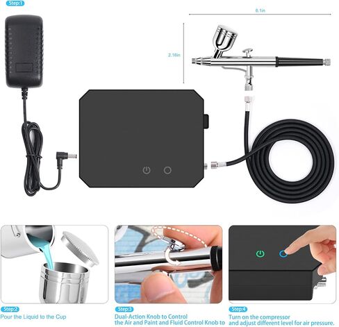 Gocheer Upgraded 40PSI Airbrush Kit, Dual-Action Multi-Function Airbrush Set with Compressor for Painting Portable Air Brush Set for Cake Decoration Makeup Art Craft Nail Design Model Tattoo in Saudi Arabia