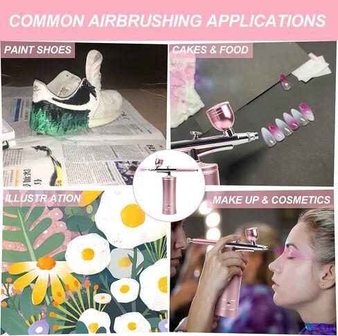 Airbrush Rechargeable Cordless Airbrush-Kit Compressor - 30PSI High Pressure Airbrush Gun with Hose Wireless Air Brush for Model Painting,Makeup,Barber, Nail Art, Cake Decor in Kuwait