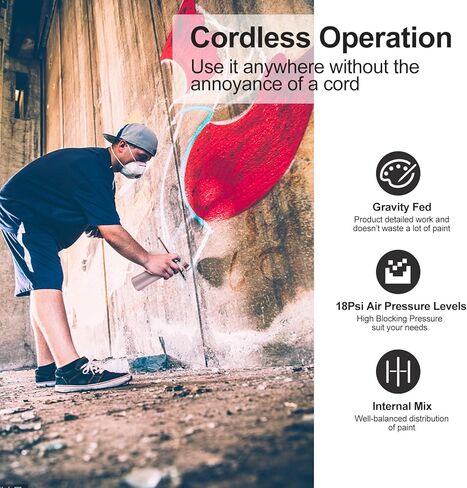 Airbrush Rechargeable Cordless Airbrush-Kit Compressor - 30PSI High Pressure Airbrush Gun with Hose Wireless Air Brush for Model Painting,Makeup,Barber, Nail Art, Cake Decor in Kuwait