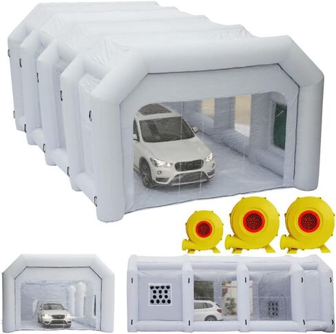 Xmaybang Inflatable Paint Booth 30x20x13ft with 3 Blowers Inflatable Spray Booth，Professional Car Workstation Portable Auto Paint Booth for Cars, Car Parts Painting in Kuwait