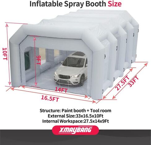 Xmaybang Inflatable Paint Booth 30x20x13ft with 3 Blowers Inflatable Spray Booth，Professional Car Workstation Portable Auto Paint Booth for Cars, Car Parts Painting in Kuwait