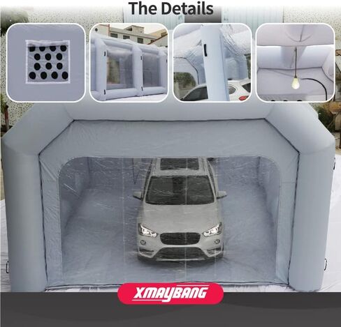 Xmaybang Inflatable Paint Booth 30x20x13ft with 3 Blowers Inflatable Spray Booth，Professional Car Workstation Portable Auto Paint Booth for Cars, Car Parts Painting in Kuwait