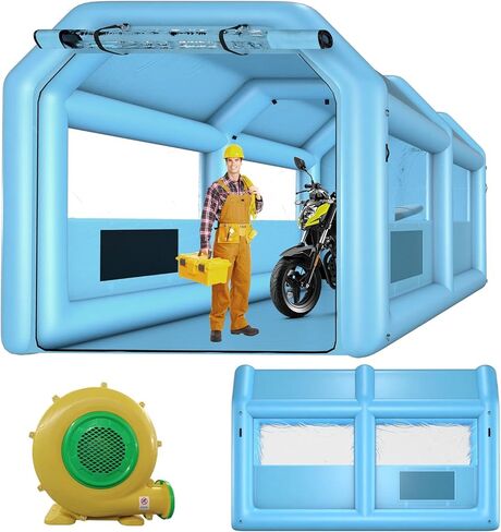 GONFLABLE Inflatable Paint Booth 13.5x8.5x8.5ft, Inflatable Spray Booth with One Blower 750W & Air Filter System Portable Car Paint Booth for Car Parking Tent Workstation in Kuwait