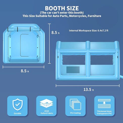 GONFLABLE Inflatable Paint Booth 13.5x8.5x8.5ft, Inflatable Spray Booth with One Blower 750W & Air Filter System Portable Car Paint Booth for Car Parking Tent Workstation in Kuwait