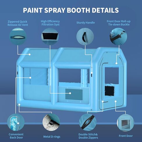 GONFLABLE Inflatable Paint Booth 13.5x8.5x8.5ft, Inflatable Spray Booth with One Blower 750W & Air Filter System Portable Car Paint Booth for Car Parking Tent Workstation in Kuwait
