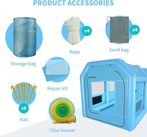 GONFLABLE Inflatable Paint Booth 13.5x8.5x8.5ft, Inflatable Spray Booth with One Blower 750W & Air Filter System Portable Car Paint Booth for Car Parking Tent Workstation in Kuwait