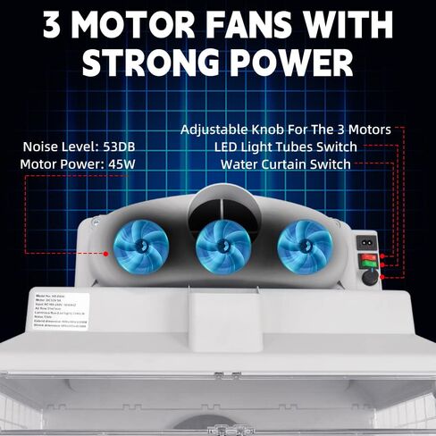 OPHIR Water Curtain Airbrush Spray Booth with 3 Filteration, 3 Fans & LEDs in Kuwait