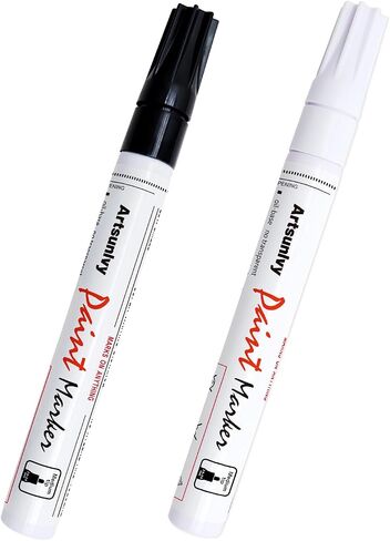 Artsunlvy White Paint Pens marking pens Permanent Markers - 2 Pack Oil Based Waterproof Markers for Tire, Rubber,Wood, Rocks, Metal, Canvas,Plastic, Dark Surface,Craft office Supplies,Medium Point in Kuwait