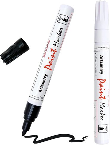 Artsunlvy White Paint Pens marking pens Permanent Markers - 2 Pack Oil Based Waterproof Markers for Tire, Rubber,Wood, Rocks, Metal, Canvas,Plastic, Dark Surface,Craft office Supplies,Medium Point in Kuwait