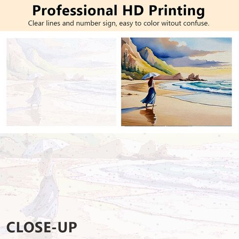 Car Paint by Numbers Kit for Adults, Retro Classic Car Oil Painting Art Paint by Numbers Sea Sunset Landscape Poster Paint by Numbers for Wall Decor Acrylic Painting Kit, 16x20 Inch (Frameless) in Saudi Arabia