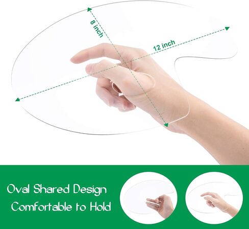 باليت طلاء اكريليك مع فتحة ابهام، صينية طلاء شفافة بيضاوية مقاس 12 × 8 انش، سهلة التنظيف وغير لاصقة للتلوين الزيتي والرسم الفني in Saudi Arabia