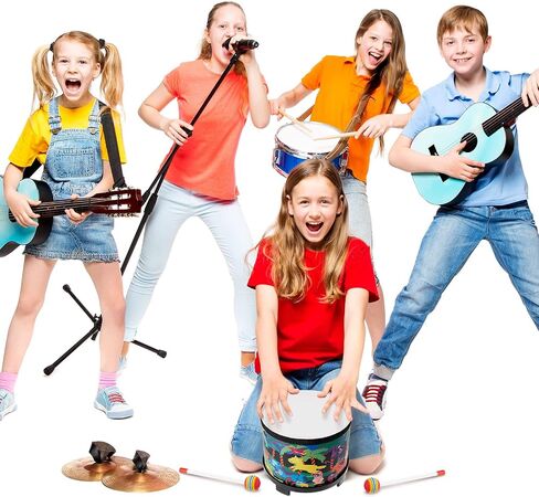 Floor Tom Drum 8 Inch Music Drum with 2 Drum Sticks, Musical Kids Drum Set Wooden Kids' Drum and Percussion Instruments for Children Boy Girl Baby Toddler Birthday in Saudi Arabia