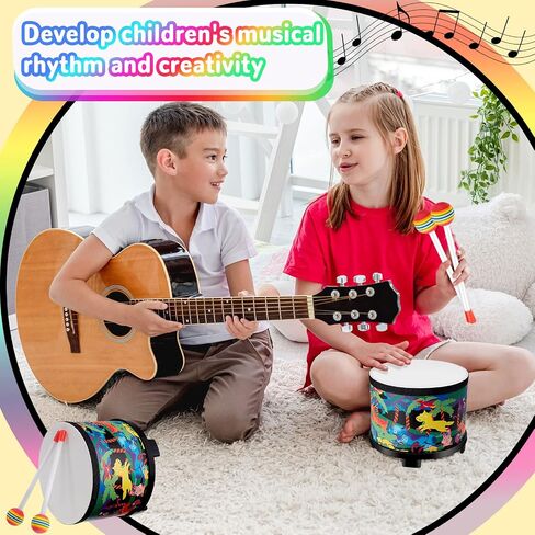 Floor Tom Drum 8 Inch Music Drum with 2 Drum Sticks, Musical Kids Drum Set Wooden Kids' Drum and Percussion Instruments for Children Boy Girl Baby Toddler Birthday in Saudi Arabia