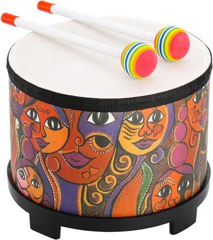 Tosnail 8 Inch Floor Tom Drum with Storage Bag and Mallets for Kids, Percussion Instrument Musical Toy for Children, Toddlers, Christmas Birthday Gift - Face Pattern in Kuwait