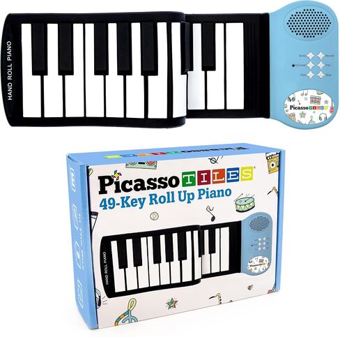 PicassoTiles® PT49 Kid's 49-Key Flexible Roll-Up Educational Electronic Digital Music Piano Keyboard w/Recording Feature, 8 Different Tones, 6 Educational Demo Songs & Build-in Speaker - Rainbow in Saudi Arabia