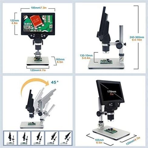Microscope Accessories Kit for Adult 7 Inch LCD Digital Microscope 1-1200X USB Maginfication 12MP Handheld Electronic Microscope Camera Accessory in Kuwait