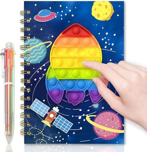 Pop Notebook for Kids, Fidget Girls Diary Journal 8.5x5.3 Inches 160 Lined Pages with 6 Multicolor Pen Spiral Journal for Teenage School Writing Drawing Pop Unicorn It Gifts Stuff Age 6 8 10 12 in Kuwait