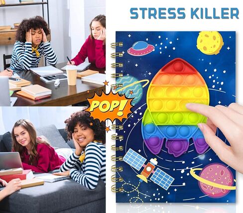 Pop Notebook for Kids, Fidget Girls Diary Journal 8.5x5.3 Inches 160 Lined Pages with 6 Multicolor Pen Spiral Journal for Teenage School Writing Drawing Pop Unicorn It Gifts Stuff Age 6 8 10 12 in Kuwait