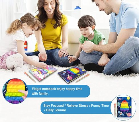 Pop Notebook for Kids, Fidget Girls Diary Journal 8.5x5.3 Inches 160 Lined Pages with 6 Multicolor Pen Spiral Journal for Teenage School Writing Drawing Pop Unicorn It Gifts Stuff Age 6 8 10 12 in Kuwait