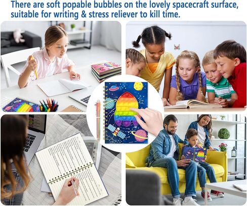 Pop Notebook for Kids, Fidget Girls Diary Journal 8.5x5.3 Inches 160 Lined Pages with 6 Multicolor Pen Spiral Journal for Teenage School Writing Drawing Pop Unicorn It Gifts Stuff Age 6 8 10 12 in Kuwait