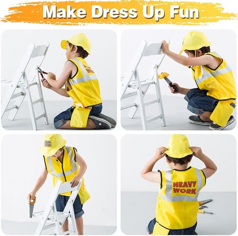 iPlay, iLearn Construction Worker Costumes for Boys, Toddler Dress Up Clothes, Kid Builder Career Outfit, Tool Belt Vest Hat, Pretend Role Play Toy Set, Halloween Birthday Gift 3 4 5 6 Years Old Child in Saudi Arabia