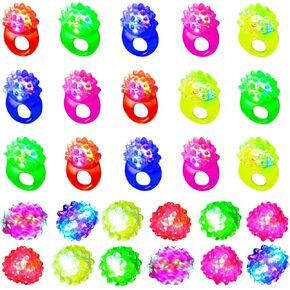 CCINEE 24Pcs Light Up Rings Flashing Assorted Colorful LED Rubber Bumpy Jelly Rings Glow in Dark Finger Toys for Party Supplies Kids Prizes Novelty Gifts Party Bag Filler in Saudi Arabia
