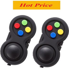 glacely 2 Pack Fidget Pad - 9 Fidget Controller Pad Perfect for Skin Picking, ADD, ADHD, Anxiety and Stress Relief - Multi Color Rainbow on Black - Prime Ready and Shipped by Amazon in Kuwait