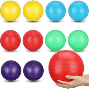 Jerify 10 Pcs Dodgeball Playground Balls, Colorful Bouncy Balls Inflatable PVC Play Kickball Dodgeballs for Kids and Adults in Ball Games, Gym, Yoga Exercises, School Party Supplies