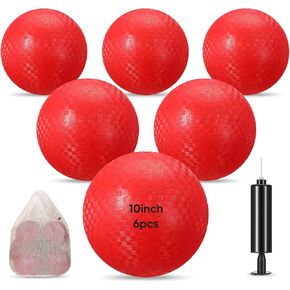 Hanaive 6 Pcs Playground Ball 10 Inch Kickballs Dodgeball Rubber Inflatable Dodgeball with Pump and Storage Bag, Bouncy Dodgeball Balls for Kids Adults Sports Outdoor Games and Activities (Green)