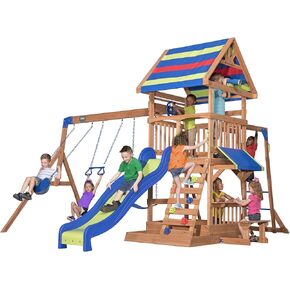 Backyard Discovery Belmont All Cedar Wood Playset Swing Set Green