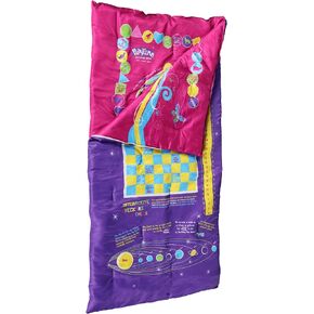 Playtime Reversible Super Fun All in 1 Slumber Bag, Play Mat and Bed Cover. Over 35 Fun Games & Puzzles. Ultra-Soft 100% Cotton. Girls up to 5’10" (Pink)