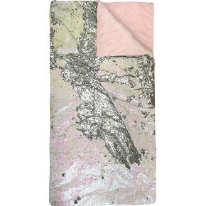 American Kids Idea Nuova Super Cozy Reversible Sequin Sleeping Slumber Bag, Royal Plush & Luxurious Dazzle - Pink, 54" L x 28" W