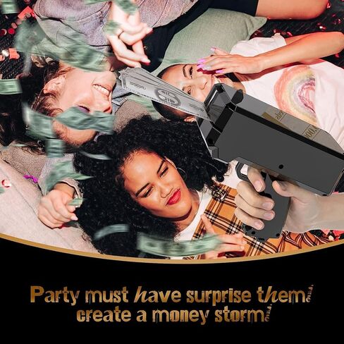 AMVIBE Gold Money Dispenser Toy Spray Gun Money for Parties, Birthdays and Functions, in Saudi Arabia