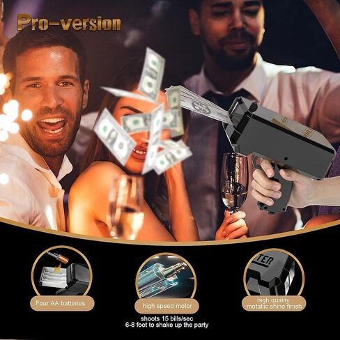 AMVIBE Gold Money Dispenser Toy Spray Gun Money for Parties, Birthdays and Functions, in Saudi Arabia
