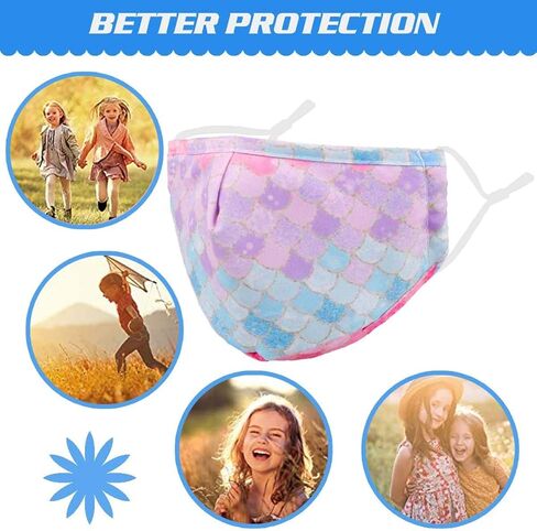 قناع وجه قابل لإعادة الاستخدام قابل للغسل مع حلقات أذن قابلة للتعديل للأولاد والبنات والأطفال هدية لطيفة من نسيج قناع الوجه مصمم in Kuwait