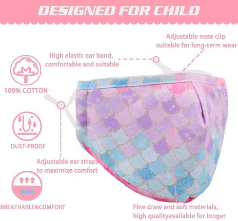 قناع وجه قابل لإعادة الاستخدام قابل للغسل مع حلقات أذن قابلة للتعديل للأولاد والبنات والأطفال هدية لطيفة من نسيج قناع الوجه مصمم in Kuwait