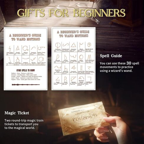 عصا سحرية من kwistq تضيء لعبة الساحر القابلة لإعادة الشحن مع دليل تعويذة وتذكرة سحرية وصندوق هدايا لعيد الميلاد والهالوين وحفلات أعياد الميلاد in Kuwait