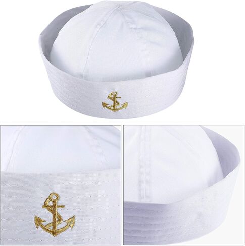 Boao 6 Pcs Halloween Sailor Hat White Sailor Costume Hat Captain Caps Nautical Hats Decor for Women Men Summer Sailor Costume Halloween Party Supplies in Saudi Arabia