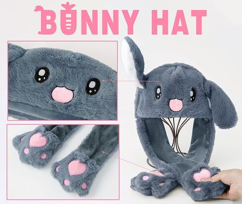 Loiahoer قبعة الأرنب آذان متحركة، الضغط على قبعة أرنب الكفوف سيجعل الأذنين تتحرك، هدايا مبتكرة مضحكة للنساء والفتيات in Kuwait